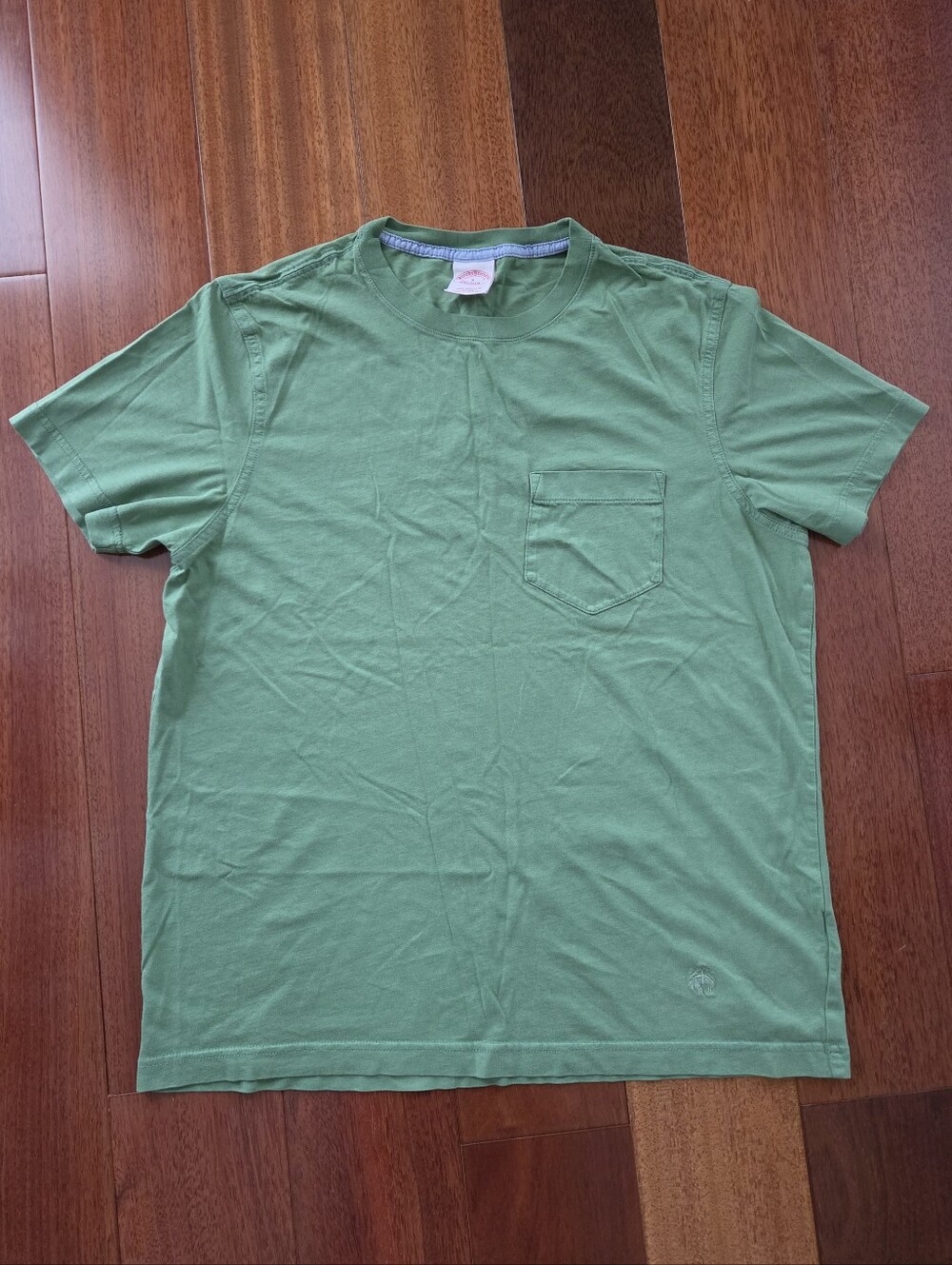 Brooks Brothers Washed Supima Cotton Pocket Crewneck T-Shirt - GREEN -SMALL